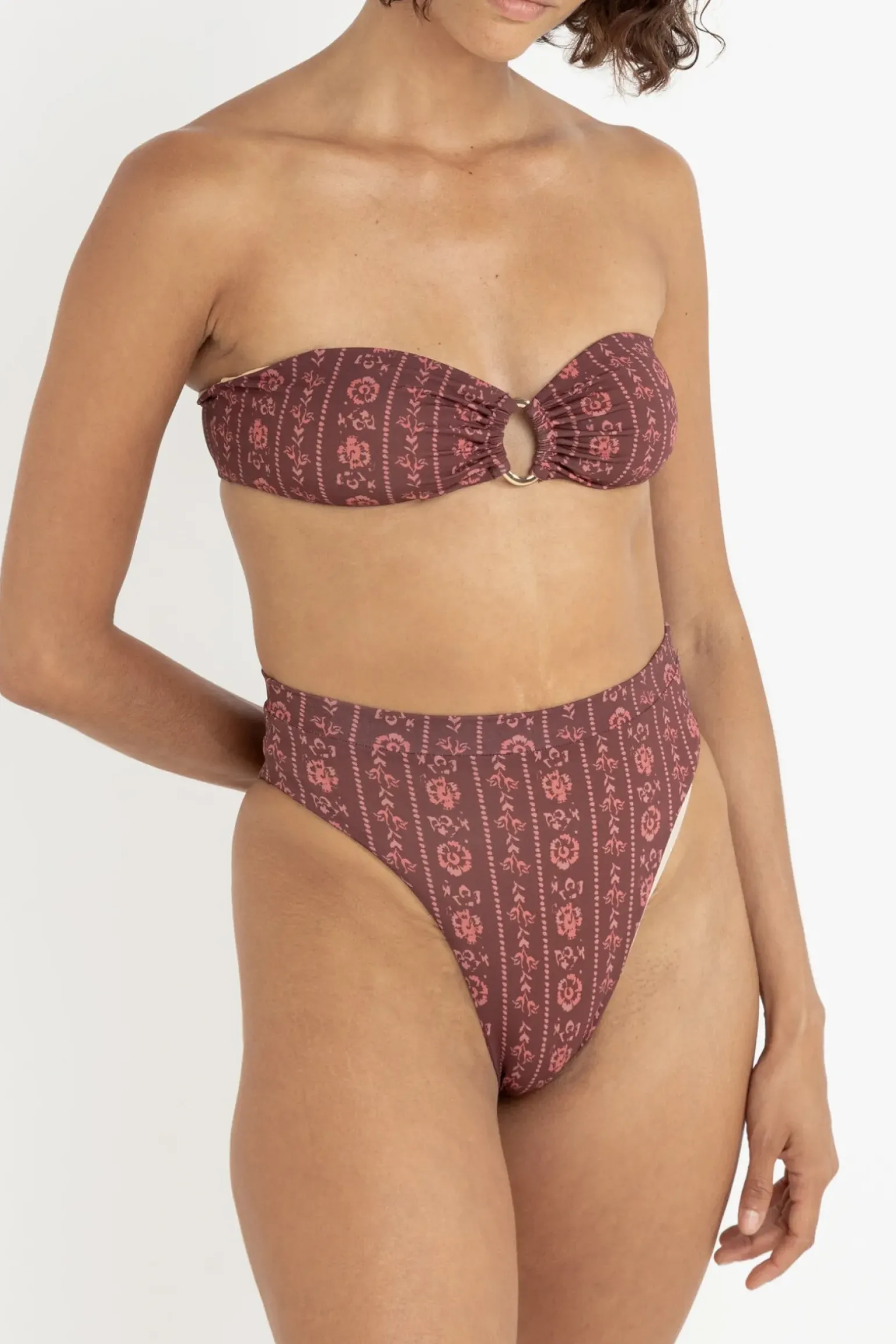 Vintage Floral Hi Waist Pant Burgundy