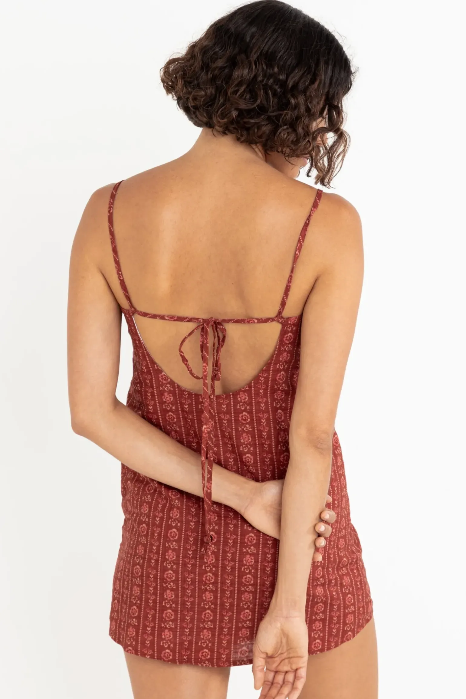 Vintage Floral Mini Dress Burgundy