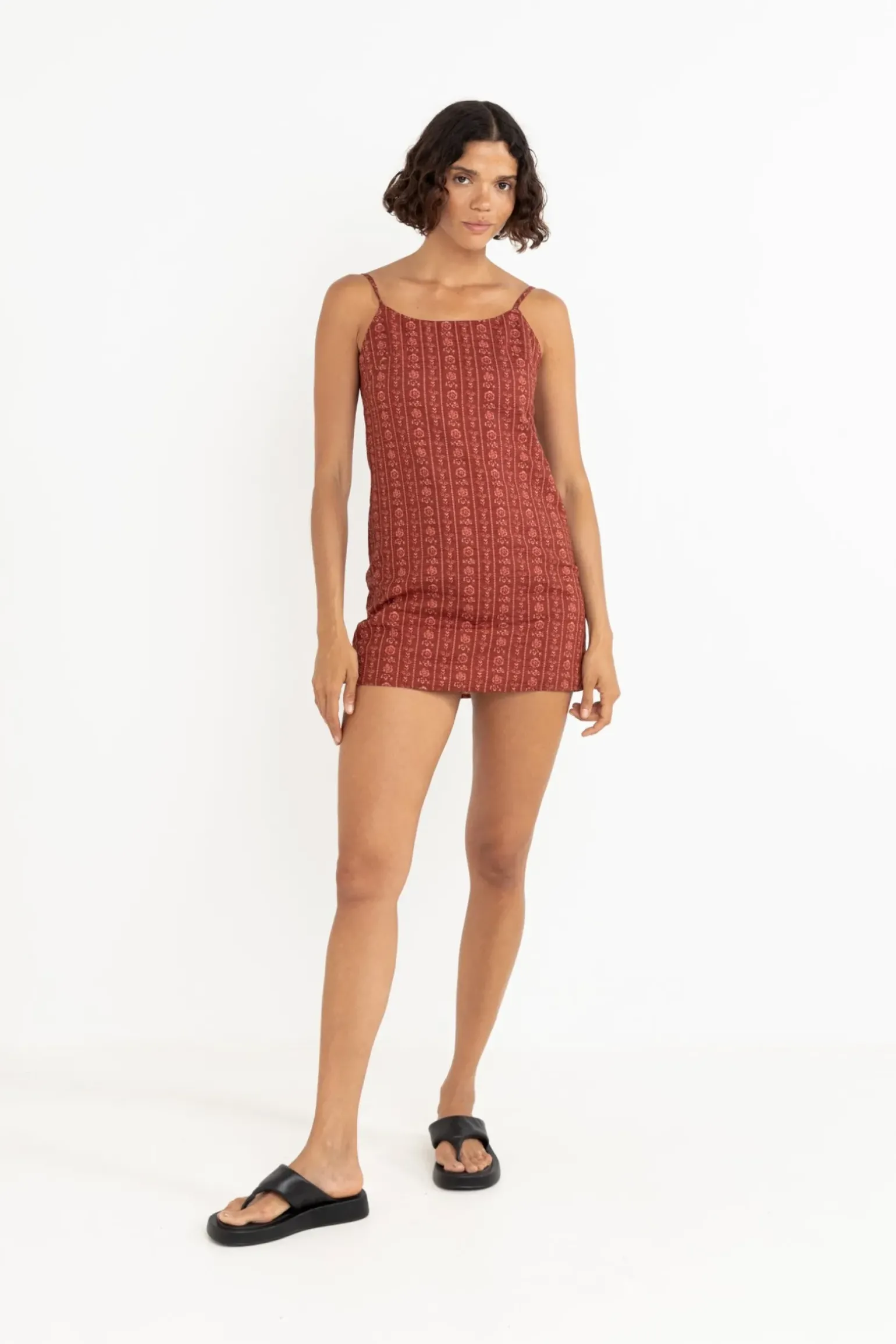 Vintage Floral Mini Dress Burgundy