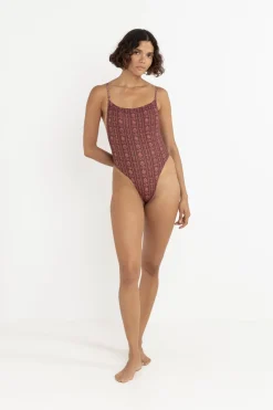 Vintage Floral One Piece Burgundy