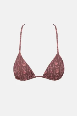 Vintage Floral Slide Tri Top Burgundy