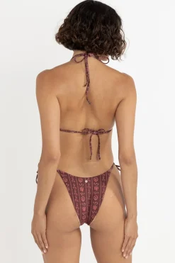 Vintage Floral Slide Tri Top Burgundy