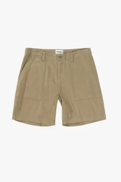 Worn Path Textured Linen Short Olive
