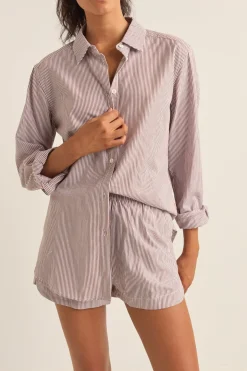 Zephyr Stripe Beach Shirt Chocolate